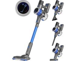 Auronic Steelstofzuiger Draadloos 350W - Draadloze Stofzuiger - HEPA Filter - Zelfstaand - Op Accu - Zonder Zak - Kruimeldief - Vacuum Cleaner - Grijs/Blauw