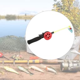 2 stuks Kinderhengel - ABS-krab ijshengels stang - 45 m nylon koord met garnalenklemmen - willekeurige kleur . — thumbnail 3