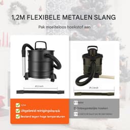 asstofzuiger - met HEPA-filtersysteem - roetzuiger - schoorsteenstofzuiger - voor grilloven - Metalen container van 20 liter - 1200 W vermogen - Zuigkracht van 16 kPa — thumbnail 3