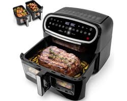 AF34 BK Set Airfryer met 1 grote lade van 10L en 2 kleine lades van 5L inbegrepen 10 Voorgeprogrammeerde Kookprogramma's Zonder olie Sync Cook en Sync Finish functies
