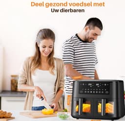 Dual Zone Heteluchtfriteuse 9L XL 2 Laden 9 in 1 Touchscreen Smart Timerfunctie Gezond Koken Zonder Olie — thumbnail 2