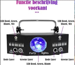 Happyment Disco Lichteffect PRO - Party Laser Lamp - Laser, LED's en Stroboscoop effect - Afstand bestuurbaar, Geluid gestuurd en DMX ondersteuning — thumbnail 4