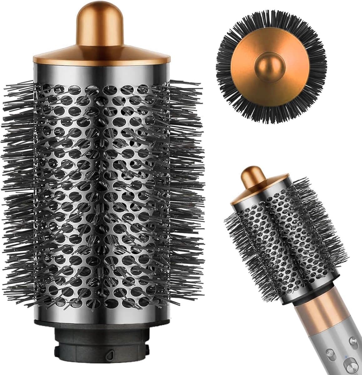 grote, ronde volumeborstel voor Dson Airwrap HS01/HS05 opzetstukken, volumeopzetborstel voor slap, plat haar (goud) — afbeelding 1