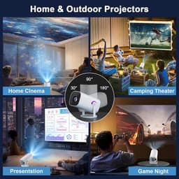 4K, Full HD, 1080p, draagbare projector met WiFi 6 en Bluetooth 5.4, autokeystone en handmatige scherpstelling, 180° draaibaar, compatibel met iOS/Android/HDMI/TV Stick/laptop/pc — thumbnail 2