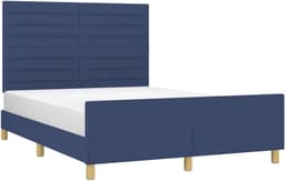 Bedframe met hoofdeinde, blauw, 140 x 190 cm, stof, familiebed, bedframe voor slaapkamer, hotel, logeerkamer — thumbnail 4