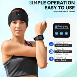Grijze Draadloze Slaapkoptelefoon – Bluetooth Hoofdband voor Zijslapers – Ruisonderdrukking – Ultradun Ontwerp — thumbnail 4