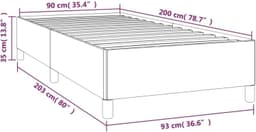 Bedframe zonder matras 90x200 cm stof donkerbruin stevig lattenbodem slaapkamer onderstel met ondersteunende poten ademend duurzaam eenvoudig monteren — thumbnail 5