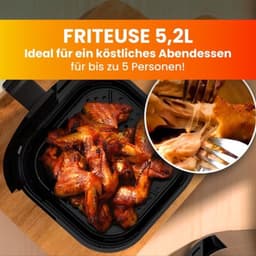 Heteluchtfriteuse 5,2L 1600W Airfryer 8 programma's Touch LED — thumbnail 4