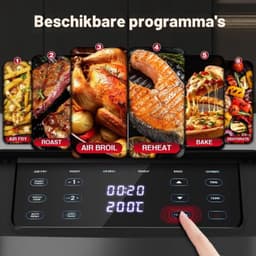 Double Stack Air Fryer, 11 l, verticale friteuse zonder olie met 2 laden, 2500 W, 40-220 °C, 6 kookfuncties en 8 vooraf geconfigureerde programma's voor snel en gezond koken, compact design — thumbnail 5