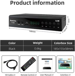 TNT HD Decoder 2025 – DVB-T2/C, H.265 HEVC FTA Full HD PVR, USB, HDMI, SCART, Digitale Terrestrische Tuner, Full HD 1080p Ontvanger, 2-in-1 Universele Afstandsbediening — thumbnail 5