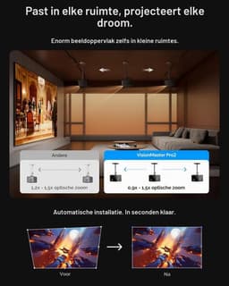Beamer Laser - 3000 Lumen Helderheid - 3840 x 2160 Pixels Resolutie - 15000:1 Contrast - Draagbaar - Thuisbioscoop — thumbnail 4