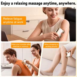 SnelShoppen - Mini Massagepistool Draagbaar Sportmassageapparaat, Compact Massagepistool voor Spierherstel, Thuis, Kantoor, Sport, Zwart/Goud — thumbnail 4