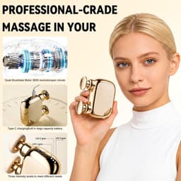 SnelShoppen - Mini Massagepistool Draagbaar Sportmassageapparaat, Compact Massagepistool voor Spierherstel, Thuis, Kantoor, Sport, Zwart/Goud — thumbnail 3