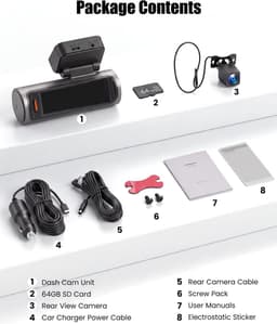Dashcam voor auto - Zwart - 3,2 inch IPS-touchscreen - 4K Dual Camera met Wifi en G-sensor - Voor Autobeveiliging — thumbnail 5