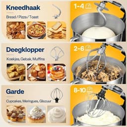 NIVA® Deegmachine - Mixer met Kneedhaak - Kneedmachine - Zwart - 39cm x 22cm x 48cm — thumbnail 5