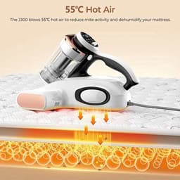 Dual-Cup Smart - Anti-Mite Cleaner Bedstofzuiger - 500W - 13KPa Zuigkracht - Ultrasone Tech - Huisstofmijt Sensor - UV-licht - 99,99% Mijtenverwijdering - Wit — thumbnail 4