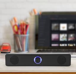 350TS lange Bluetooth-speaker voor computer – USB-aansluiting, volumeknop, bedrade audio en subwoofer — thumbnail 3