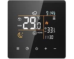 Digitale Temperatuurregelaar - Slimme Thermostaat Hygrometer - Verwarming Regelen - LCD Kleurenscherm - 16A - Zwart