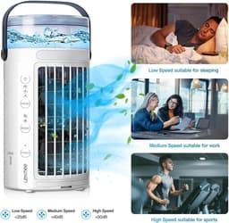 Mini Airco - Persoonlijke Koeler - Bureau Verkoeling - Laag Energieverbruik - Draagbaar - Wit — thumbnail 5