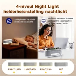 Digitale Wekker geschikt voor Slaapkamer, Volwassenen en Kinderen – Wekkerradio met 15W Draadloos Opladen en Bluetooth Speaker – Grijs — thumbnail 3