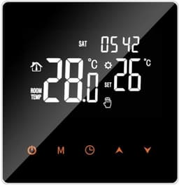 Slimme Vloerverwarming Thermostaat - Wifi Thermostaat - Comfort Verhoging - Vlamvertragend Materiaal - 86x86x40mm - Zwart — thumbnail 1