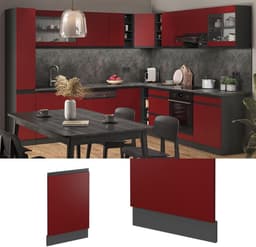 Vaatwasserfrontpaneel - Paneel vaatwasser - Keuken Integratie - Greeploos Design - 45 cm - Rood — thumbnail 4