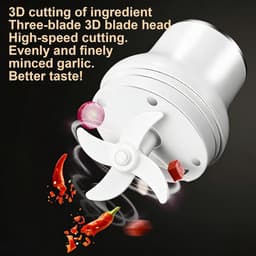 Elektrische Keukenmachine - Groentehakker Hakmachine - Snel Ingrediënten Snijden - Draadloos Oplaadbaar - 250 ml - Wit — thumbnail 4
