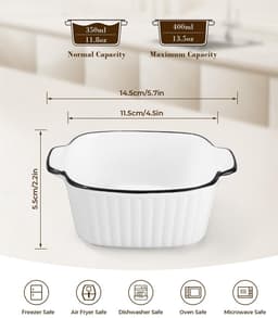 Omgoods - Set van 4 Keramische Bakschalen - 400 ml, Geschikt voor Oven en Magnetron — thumbnail 3