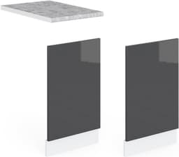 Vaatwasser Frontpaneel - Keukenpaneel - Keuken Opknappen - Hoogglans Afwerking - 45 cm Breed - Antraciet Wit — thumbnail 5