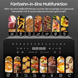 Heteluchtfriteuse Oven - Dubbele Zone - Gezond Koken - 15 Programma's - 23 Liter XXL - Zwart — thumbnail 2