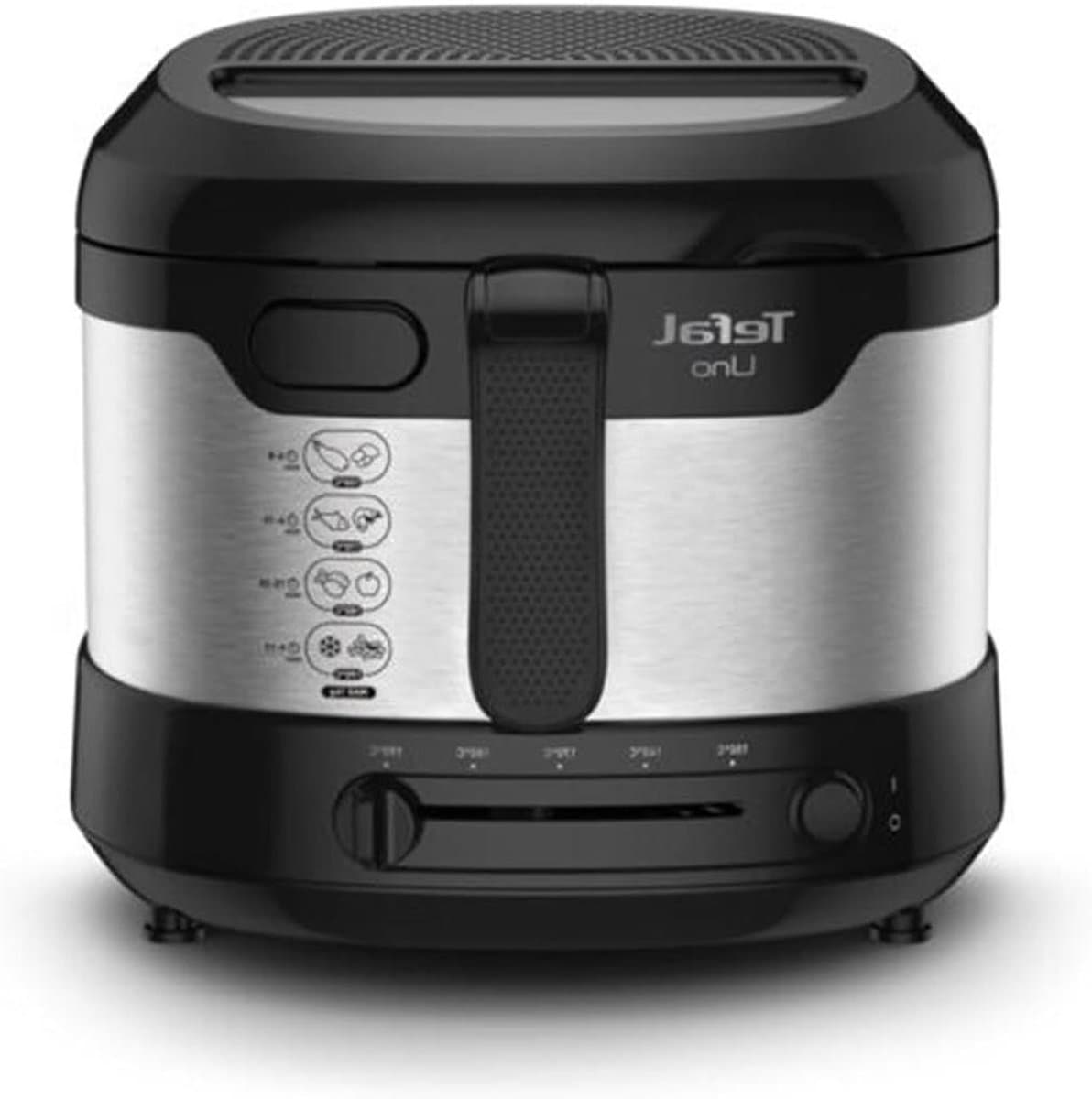 Friteuse Compact - Kleine Frituurpan - Familie Frituren - Opklapbare Handgreep - 1 kg Capaciteit - RVS Zwart — afbeelding 1