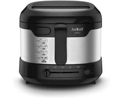 Friteuse Compact - Kleine Frituurpan - Familie Frituren - Opklapbare Handgreep - 1 kg Capaciteit - RVS Zwart