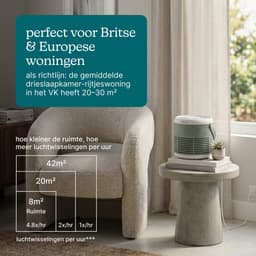 Homedics WhisperPure Luchtreiniger - Hepa en Koolstof Filter - Ruimtes tot 42m² - Met Geurtray - 3 Ventilatiestanden - Air Purifier - Groen — thumbnail 2