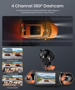 Thijox - 4-kanaals 360° Dashcam Auto 2K + 1080P WIFI - Hoge Resolutie Beveiligingscamera voor Auto, Voor- en Achteropnames, Nachtzicht, Beveiliging en — thumbnail 5