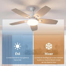 Plafondventilator Hout met LED Lamp – 5 Bladen, Afstandsbediening, Zomer/Winter Modus — thumbnail 4