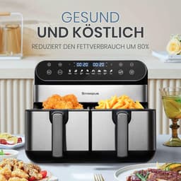 Heteluchtfriteuse XXL - Airfryer Dubbele Mand - Gezond Frituren - Dubbele Frituurmand - 10 Liter - Zwart — thumbnail 5