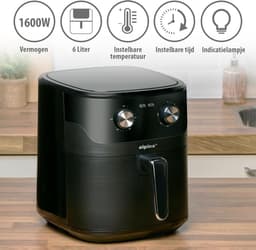 Heteluchtfriteuse XL - Airfryer Frituurpan - Gezond Frituren - 6 Liter Inhoud - 1600 Watt - Zwart — thumbnail 2