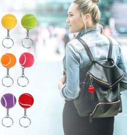 Tennis Key Multi Kleur Fluwelen Sport Bal Sleutelhanger - Hanger Decoratie - Gift Tassen - School Carnaval Beloning - 1.6 inch . — thumbnail 4