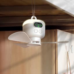 Draagbare Plafondventilator - Camping Ventilator - Koeling Buiten - Afstandsbediening - 16.5 x 12 x 9.6 cm - Wit — thumbnail 3