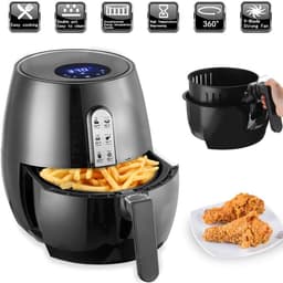Airfryer XXL - Hete Lucht Friteuse - Gezond Bakken - Olievrij Frituren - 5.2 liter - Zwart — thumbnail 4
