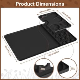 Koffiemat met Tampmat - Barista Accessoires - Koffiebereiding Werkplek - Afneembaar 2-in-1 - 60x40 cm - Zwart — thumbnail 2
