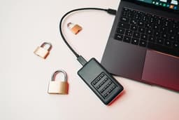 Externe SSD - Draagbare Opslag - Veilige Data Opslag - Ingebouwd Toetsenbord - 256 GB - Zwart Zilver — thumbnail 4