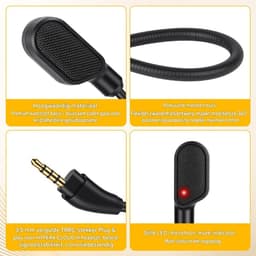 longziming -Vervangende 3,5 mm Headset Microfoon – Afneembare Gaming Microfoon met Ruisonderdrukking, LED Mute-Indicator en Flexibele Microfoonarm — thumbnail 2