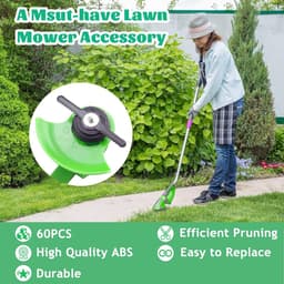 SnelShoppen - Pack van 60 Vervangbladen voor Grastrimmer 14 cm - Duurzame Plastic Messen voor Tuin Onderhoud - Ideaal voor Accu Grasmaaier, Zwart — thumbnail 2