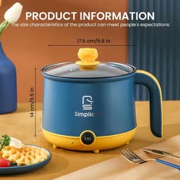 Elektrische Hotpot 1.8L - Mini Non-Stick Multicooker - Met Stoommandje - Ideaal voor Thuis en Kantoor - ShopVlot — thumbnail 5