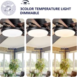 MODENUIT Plafondventilator – Met Verlichting En Afstandsbediening – 52 Inch – Metaal En Hout – Zwart — thumbnail 5