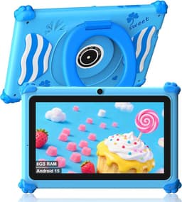 SnelShoppen - Kids Tablet 7 Inch Android 15 - Penta Core 6GB RAM 32GB ROM - Dubbele Camera - 2.4G+5G WiFi6 - Uitbreidbaar tot 128GB - Onderwijs Apps - — thumbnail 1
