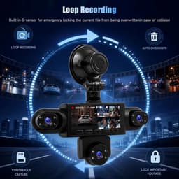 SnelShoppen - 5-kanaals Dashcam Auto 1080P Camera met 3,2 Inch Touchscreen, Nachtzicht, Groothoek en 64G SD-kaart - Perfect voor Veilig Rijden en Opne — thumbnail 2