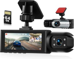 SnelShoppen - Dash Cam 1080P FHD met 64GB Kaart, Mini Auto Camera met APP, 2 Voor- en Interieurcamera's, G-Sensor, Nachtzicht, Parkeermonitor, Loopopn — thumbnail 1