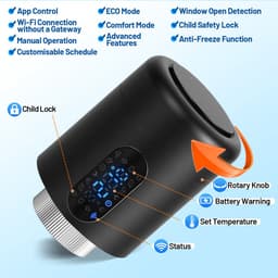 Radiator Thermostaat WiFi – Raamdetectie, Vorstbeveiliging en Kinderslot – Zwart – 5-pack — thumbnail 3